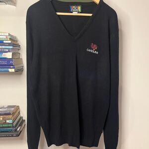 Vintage Black Gamecocks V-neck Sweater Size L Knit Shirt Exchange